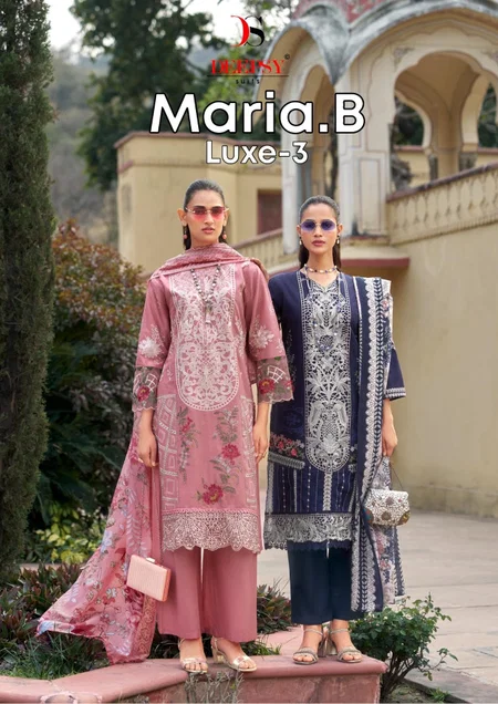 Maria B Luxe 25 Vol 3 by Deepsy Cotton Dupatta Pakistani Suits Wholesale Price In Surat